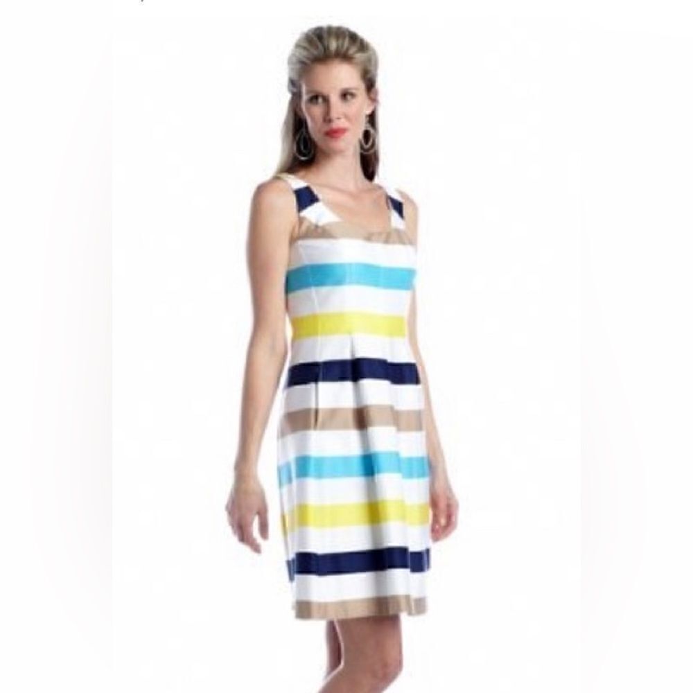 Nine West Striped A Line Midi Dress